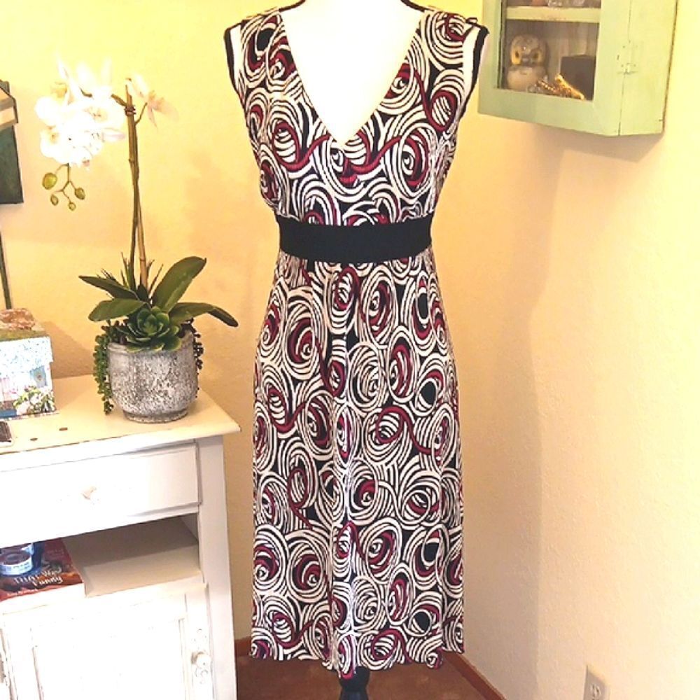 Connected Black and White Swirl Dress. Career. Professional.
